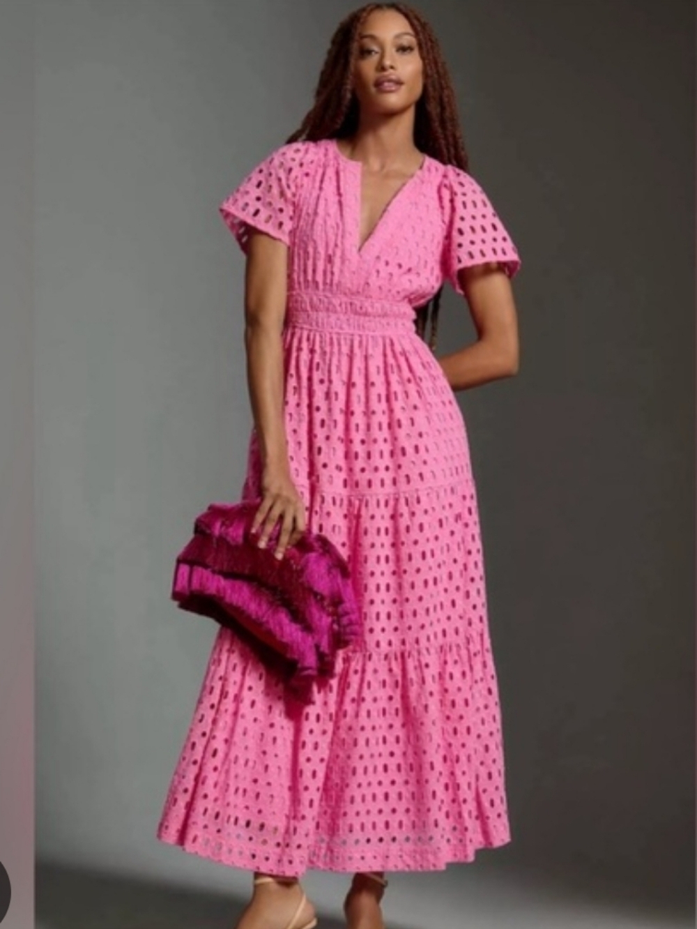 Anthropologie Somerset Maxi Dress Eyelet Pink 1X